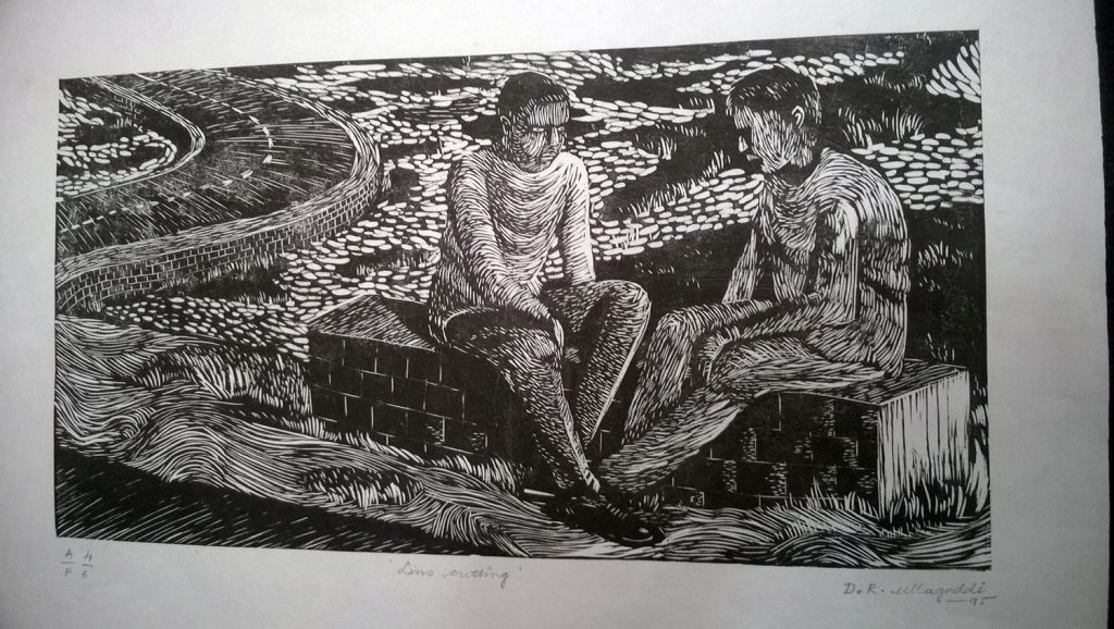 Old gems preserved by my teacher. These are woodcut prints created by my batchmates in 1995